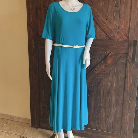🛍️ 5 for $20 🛍️ Teal colored dress, size large, by Nina Leonard - Picture 3 of 6